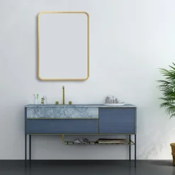 Arezzo Brushed Brass 800 X 600 Rectangular Mirror