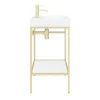 Arezzo 600 Brushed Brass Framed Washstand With Gloss White Open Shelf And Basin