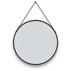 Arezzo Matt Black Hanging 600mm Round Bathroom Mirror -Shower Essence az6hmmb d1