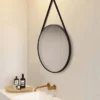 Arezzo Matt Black Hanging 600mm Round Bathroom Mirror -Shower Essence az6hmmb d2