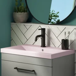 Arezzo 610 X 395mm Matt Pink Rectangular Mid-Edged Inset Basin -Shower Essence az6rmp d2