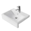 Arezzo 600mm Square Semi-Recessed Basin - Gloss White 1 Arezzo 600mm Square Semi-Recessed Basin - Gloss White -Shower Essence az6sqsrgw d2