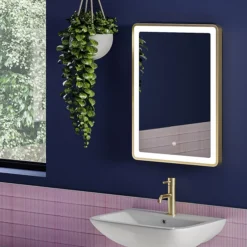 Arezzo 700 X 500mm Brushed Brass LED Touch Sensor Mirror + Anti-Fog -Shower Essence az702 d2