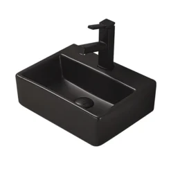 Arezzo 385mm Matt Black Square Wall Mounted / Counter Top Basin