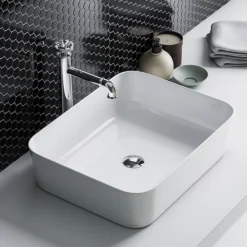 Arezzo Gloss White Curved Rectangular Counter Top Basin (500 X 390mm) 5 Arezzo Gloss White Curved Rectangular Counter Top Basin (500 X 390mm) -Shower Essence az78109 lrg1