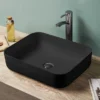 Arezzo Matt Black Coloured Curved Rectangular Counter Top Basin (500 X 390mm) -Shower Essence az78109mb d1