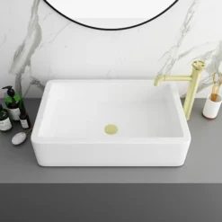 Arezzo 600 X 390mm Gloss White Rectangular Counter Top Basin -Shower Essence az7813 lrg