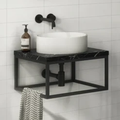 Arezzo Fluted Matt White Round Countertop Basin - 360mm Diameter -Shower Essence az78728mw detail01