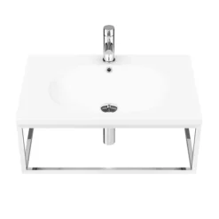 Arezzo 700 Wall Hung Basin With Chrome Towel Rail Frame -Shower Essence az7chrfrmd4