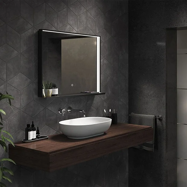 Arezzo Matt Black 800 X 600mm LED Illuminated Bathroom Mirror With QI Charger & Anti-Fog 5 Arezzo Matt Black 800 X 600mm LED Illuminated Bathroom Mirror With QI Charger & Anti-Fog - Image 3