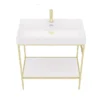 Arezzo 800 Brushed Brass Framed Washstand With Gloss White Open Shelf And Basin -Shower Essence az8bbfpm n d6