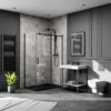 Arezzo 800 Matt Black Framed Washstand With Gloss White Open Shelf And Basin -Shower Essence az8bfpm d6