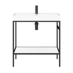 Arezzo 800 Matt Black Framed Washstand With Gloss White Open Shelf And Basin 13 Arezzo 800 Matt Black Framed Washstand With Gloss White Open Shelf And Basin -Shower Essence az8bfpm nw d3