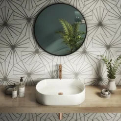 Arezzo Matt Black 800mm Round Mirror