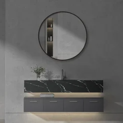 Arezzo Matt Black 800mm Round Mirror 11 Arezzo Matt Black 800mm Round Mirror -Shower Essence az8brm d2n