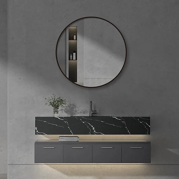 Arezzo Matt Black 800mm Round Mirror 6 Arezzo Matt Black 800mm Round Mirror - Image 4
