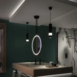 Arezzo Matt Black 600mm Hanging LED Illuminated Bathroom Mirror With Infrared Sensor & Anti-Fog 7 Arezzo Matt Black 600mm Hanging LED Illuminated Bathroom Mirror With Infrared Sensor & Anti-Fog -Shower Essence az9203mb d1
