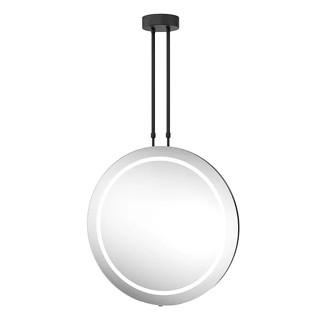 Arezzo Matt Black 600mm Hanging LED Illuminated Bathroom Mirror With Infrared Sensor & Anti-Fog 4 Arezzo Matt Black 600mm Hanging LED Illuminated Bathroom Mirror With Infrared Sensor & Anti-Fog - Image 2