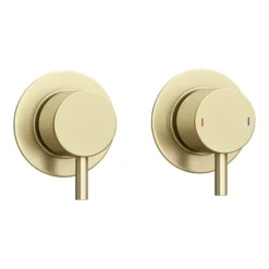 Arezzo Brushed Brass Concealed Individual Diverter + Thermostatic Control Shower Valve -Shower Essence azbb39 n d1
