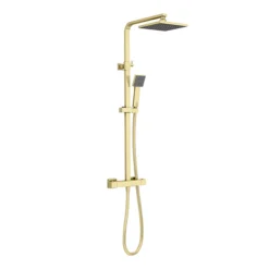 Arezzo Square Thermostatic Shower - Brushed Brass 7 Arezzo Square Thermostatic Shower - Brushed Brass -Shower Essence azbbsq2 d1