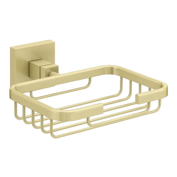 Arezzo Square Brushed Brass Soap Basket 3 Arezzo Square Brushed Brass Soap Basket