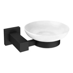 Arezzo Square Matt Black 4-Piece Bathroom Accessory Pack -Shower Essence azbsqacd3