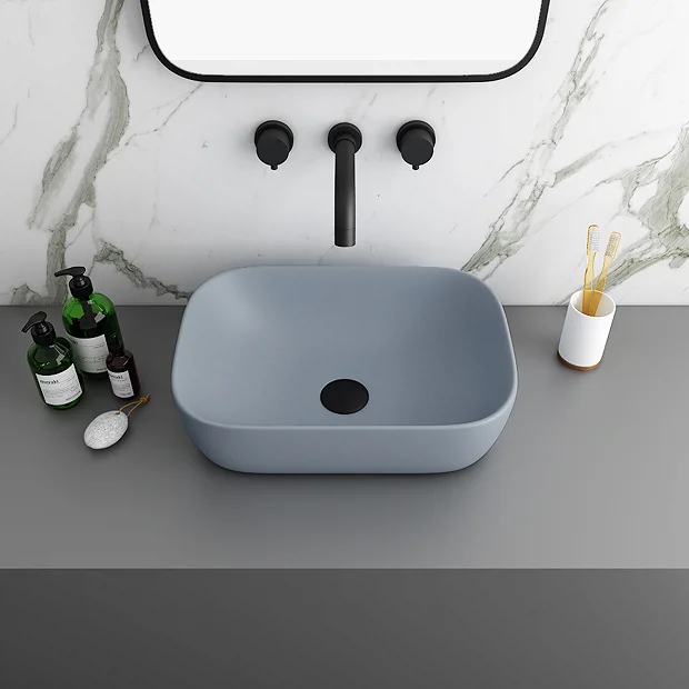 Arezzo 465 X 325mm Matt Grey Curved Rectangular Counter Top Basin 4 Arezzo 465 X 325mm Matt Grey Curved Rectangular Counter Top Basin - Image 2