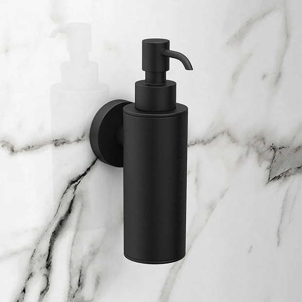 Arezzo Matt Black Round Wall Mounted Soap Dispenser 4 Arezzo Matt Black Round Wall Mounted Soap Dispenser - Image 2