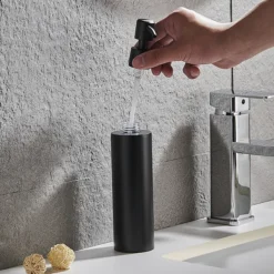 Arezzo Freestanding Round Soap Dispenser Matt Black -Shower Essence azrd1mbfd3