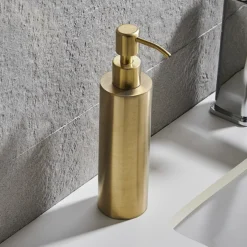 Arezzo Freestanding Round Soap Dispenser Brushed Brass 11 Arezzo Freestanding Round Soap Dispenser Brushed Brass -Shower Essence azrd2bbf d2