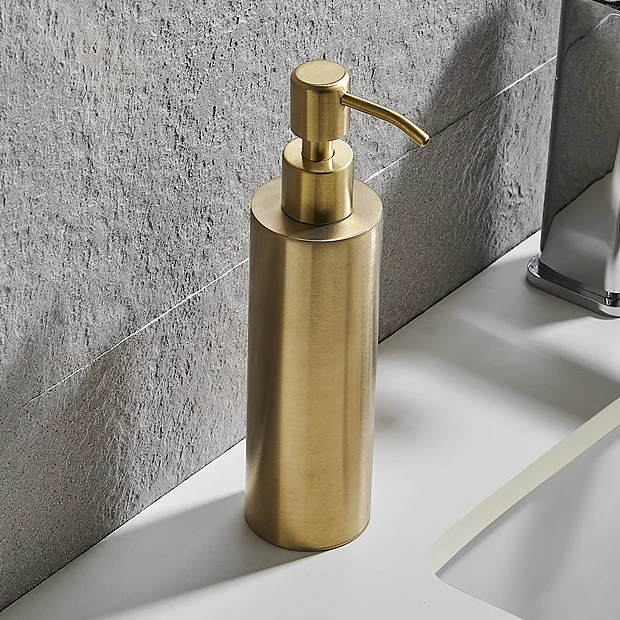 Arezzo Freestanding Round Soap Dispenser Brushed Brass 6 Arezzo Freestanding Round Soap Dispenser Brushed Brass - Image 4