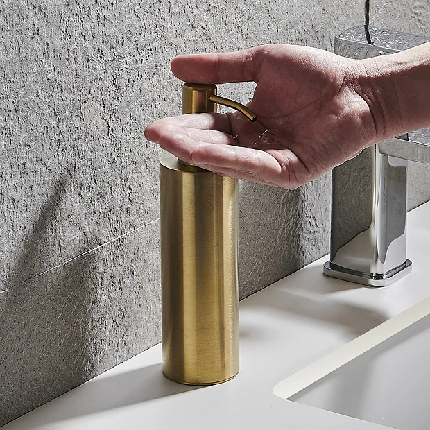 Arezzo Freestanding Round Soap Dispenser Brushed Brass 7 Arezzo Freestanding Round Soap Dispenser Brushed Brass - Image 5