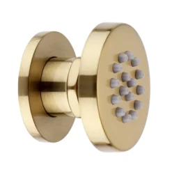 Arezzo Brushed Brass Round Concealed Triple Shower Valve With Fixed Head + 4 Body Jets -Shower Essence azrdtsv4bjbbd3