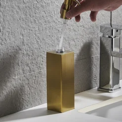 Arezzo Freestanding Square Soap Dispenser Brushed Brass -Shower Essence azsq2bbf d2
