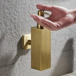 Arezzo Brushed Brass Square Wall Mounted Soap Dispenser -Shower Essence azsq2bbw d5