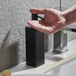 Arezzo Freestanding Square Soap Dispenser Matt Black -Shower Essence azsq2mbf d3