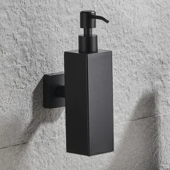 Arezzo Matt Black Square Wall Mounted Soap Dispenser -Shower Essence azsq2mbwd2