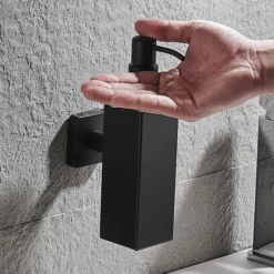 Arezzo Matt Black Square Wall Mounted Soap Dispenser -Shower Essence azsq2mbwd3