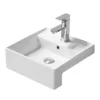 Arezzo 410mm Square Semi-Recessed Basin - Gloss White -Shower Essence azsqsrgw n d1