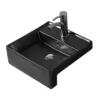 Arezzo 410mm Square Semi-Recessed Basin - Matt Black -Shower Essence azsqsrmb n d1