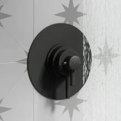 Arezzo Matt Black Round Concealed Dual Thermostatic Shower Valve -Shower Essence azsv4mb d2