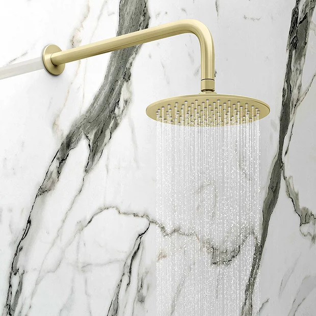 Arezzo Brushed Brass Round Shower System (Fixed Head, Handset + Integrated Parking Bracket) 6 Arezzo Brushed Brass Round Shower System (Fixed Head, Handset + Integrated Parking Bracket) - Image 4