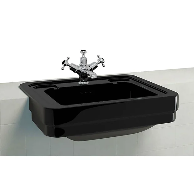 Burlington Jet Black 58cm Semi-Recessed Basin 4 Burlington Jet Black 58cm Semi-Recessed Basin - Image 2