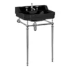 Burlington Jet Black Edwardian 56cm Medium Basin And Chrome Wash Stand -Shower Essence b41thjett22achr l