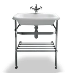 Clearwater - Medium Traditional Roll Top Basin With Stainless Steel Stand - W650 X D470mm -Shower Essence b8eb8esl