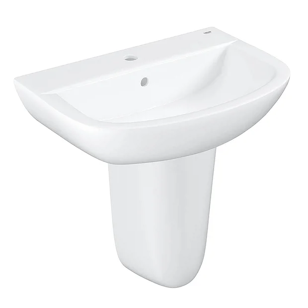Grohe Bau 600mm 1TH Basin + Half Pedestal 4 Grohe Bau 600mm 1TH Basin + Half Pedestal - Image 2