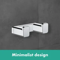 Hansgrohe AddStoris Chrome Double Robe Hook -Shower Essence blk robe hook