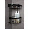 Black 2-Tier Corner Wire Shower Basket -Shower Essence blk2crn d3