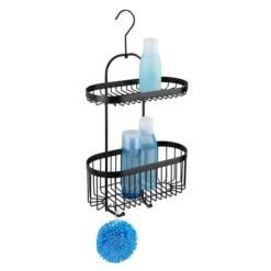 Black 2-Tier Hanging Shower Caddy -Shower Essence blkcad d2