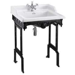 Burlington Classic 65cm Basin With Black Aluminium Wash Stand - Various Tap Hole Options